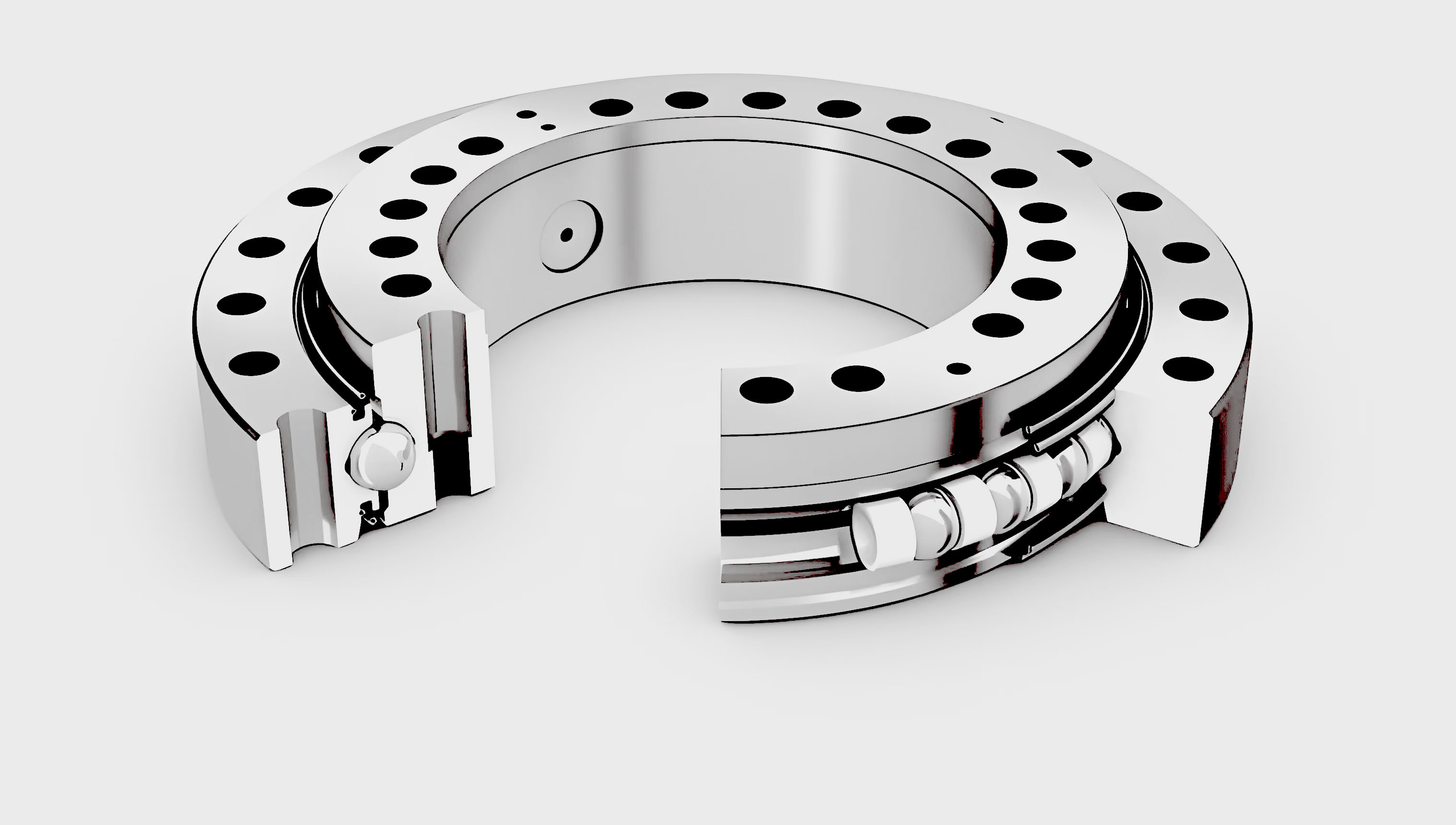 structure of four point contact slewing bearing 